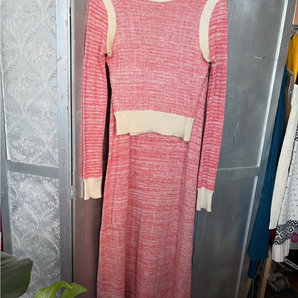 Vintage red and cream Knit top and skirt 2 piece set